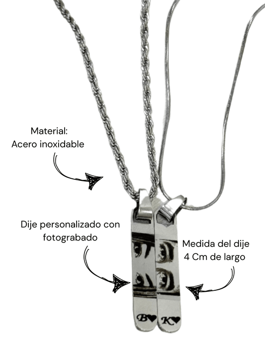 Cadena mirada e inicial para pareja - Extravaganza accesorios