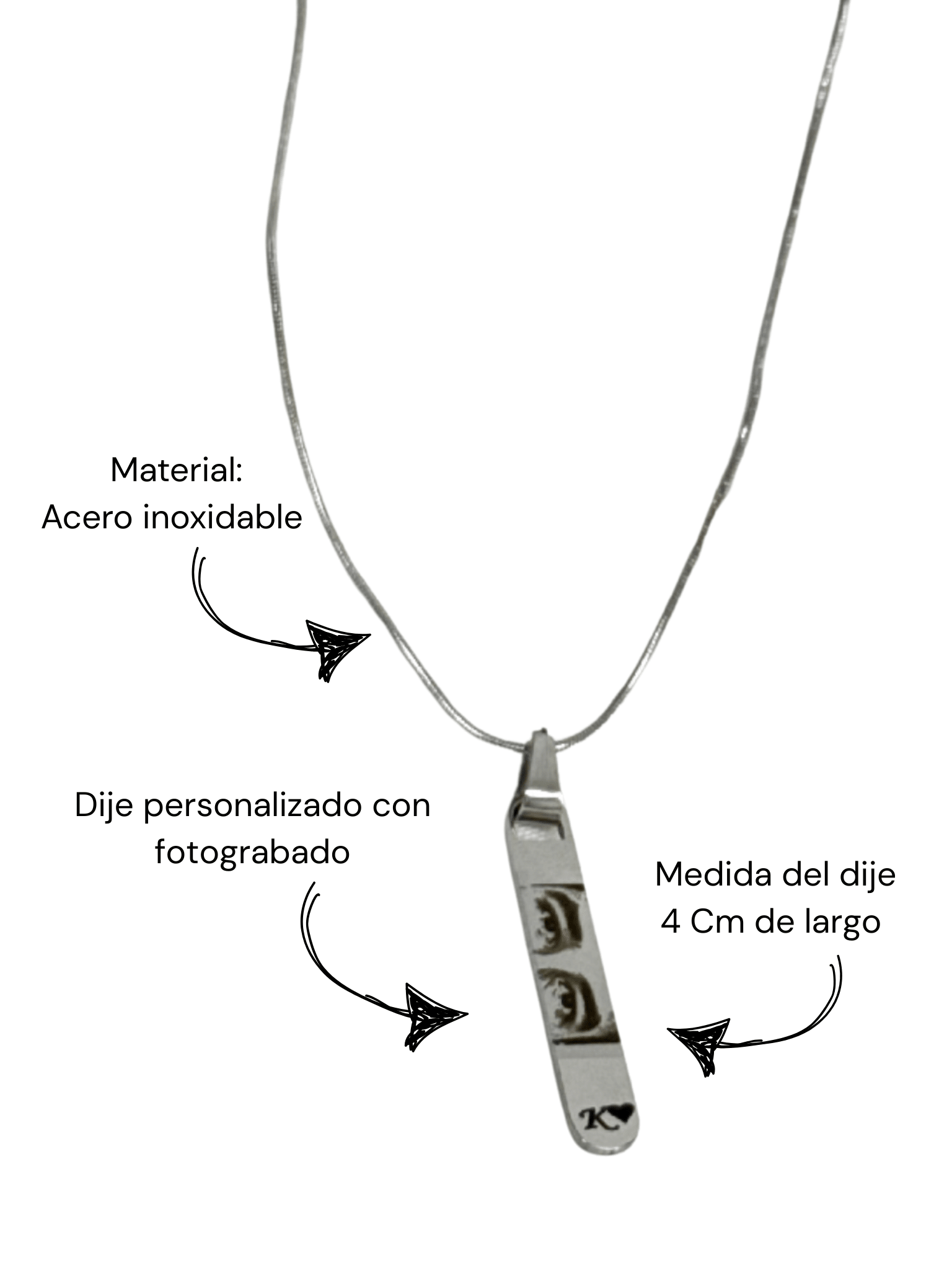 Cadena mirada+inicial para dama - Extravaganza accesorios