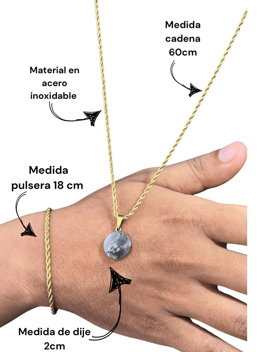 Cadena personalizada con foto en combo con pulsera - Extravaganza accesorios