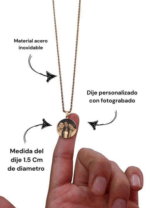Cadena recuerdo con dije grabado a láser 60 cm - Extravaganza accesorios