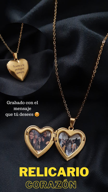 Cadena relicario corazon dorado - Extravaganza accesorios