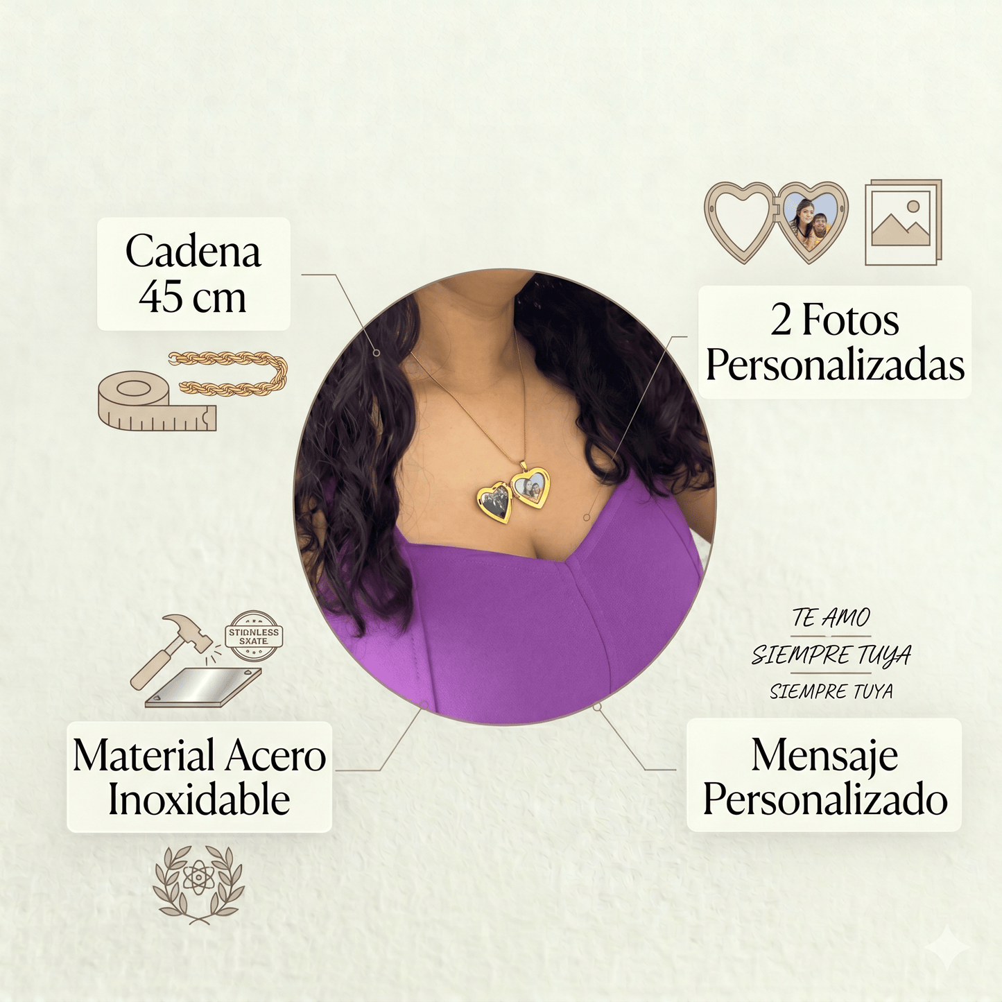 Cadena relicario corazon dorado - Extravaganza accesorios