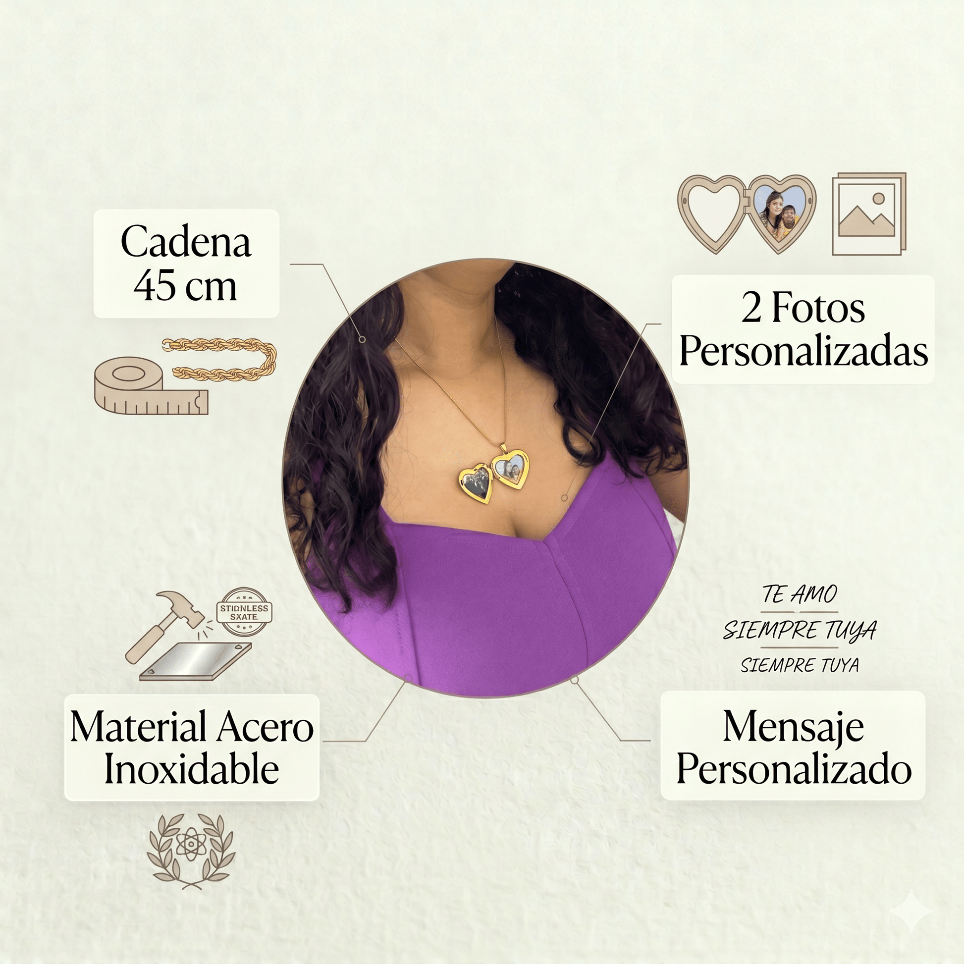 Cadena relicario corazon dorado - Extravaganza accesorios