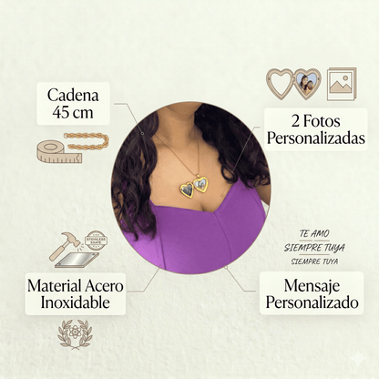 Cadena relicario corazon dorado - Extravaganza accesorios