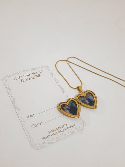 Cadena relicario corazon dorado - Extravaganza accesorios