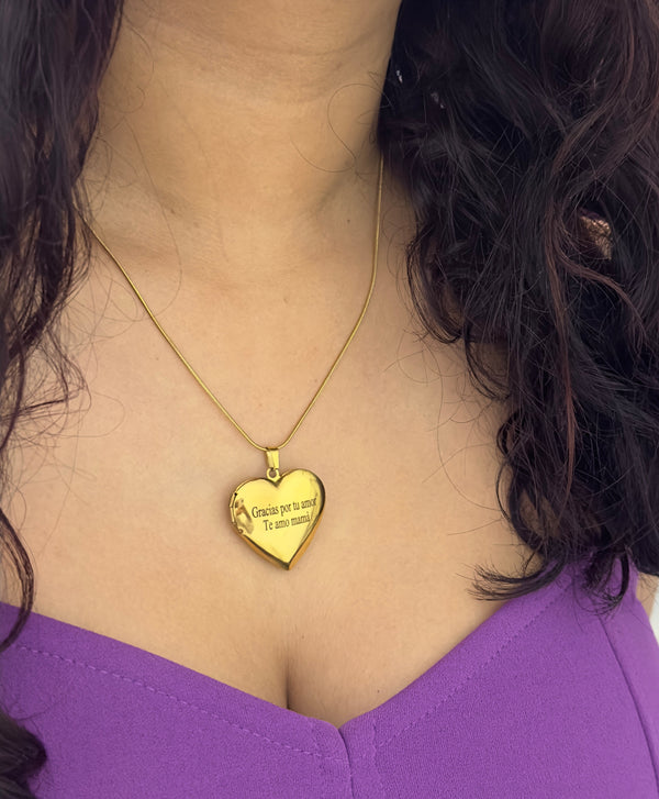 Cadena relicario corazon dorado - Extravaganza accesorios
