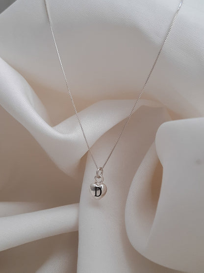Cadena y dije corazon en plata + inicial - Extravaganza accesorios