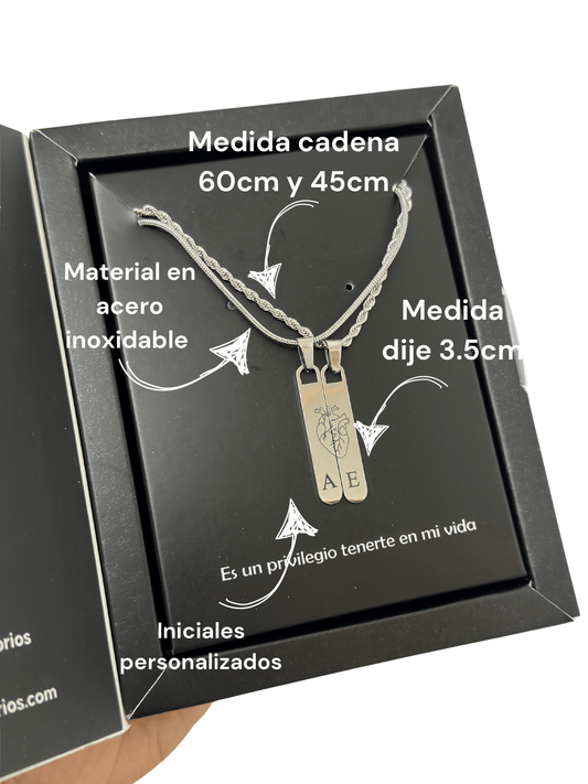 Cadenas personalizadas con dije rectangular largo - Extravaganza accesorios