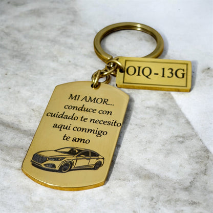 Llavero con placa dorada para carro - Extravaganza accesorios