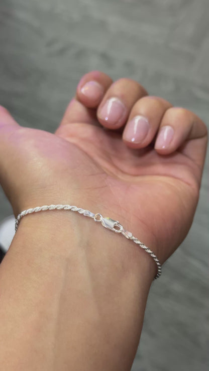 Pulsera tejido lazo en plata para hombre