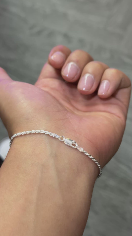 Pulsera tejido lazo en plata para hombre