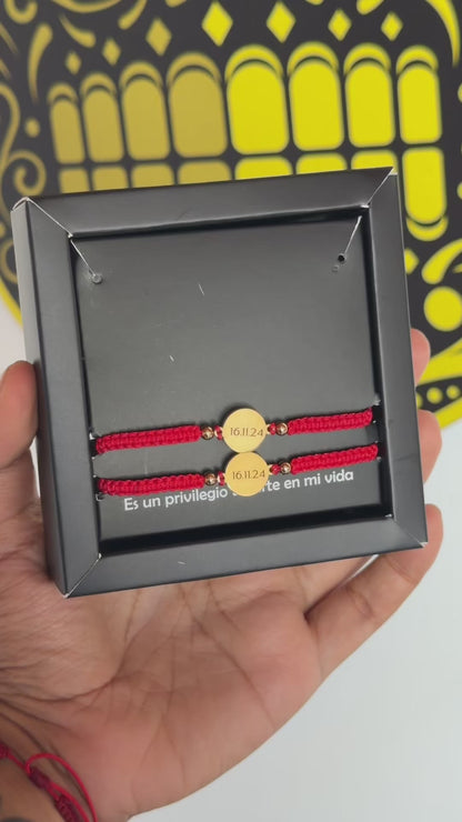 Par pulseras tejidas círculo de amor