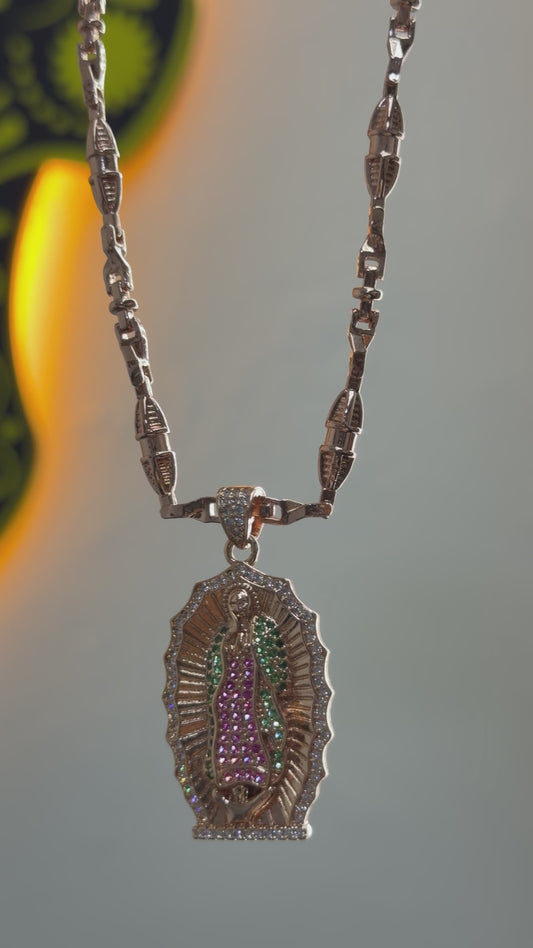 Cadena dubai y dije virgen de Guadalupe