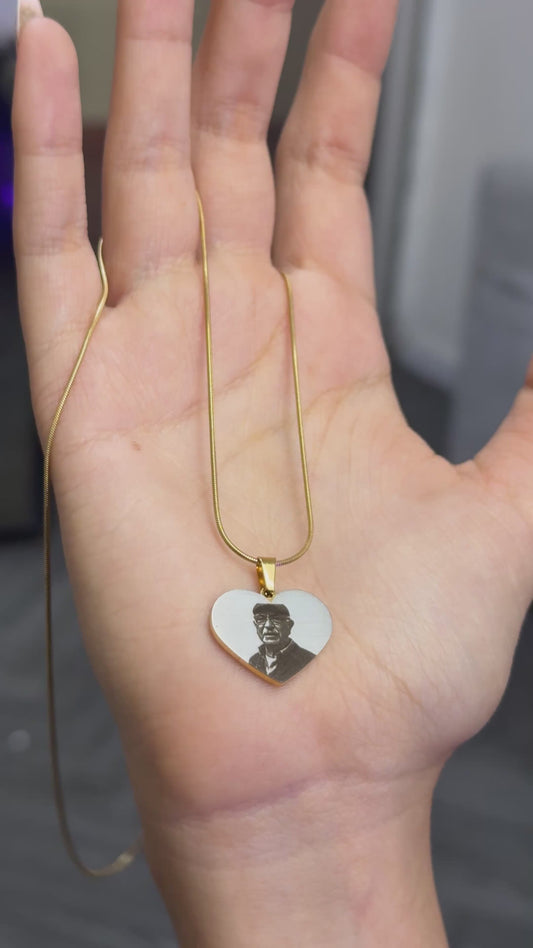 Cadena y dije corazón personalizado con foto