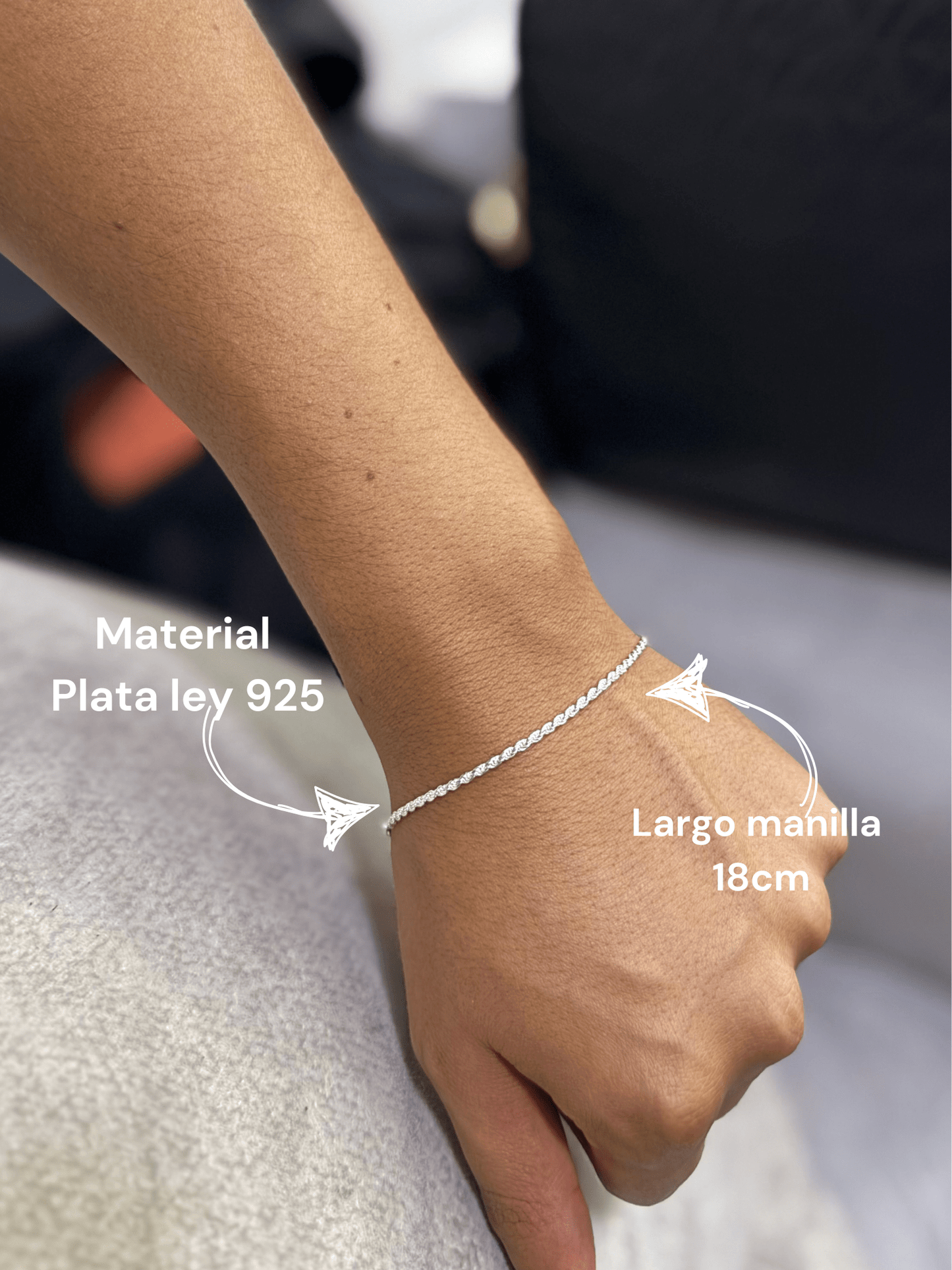 Pulsera tejido lazo en plata para hombre 18.5 Cm de largo - Extravaganza accesorios