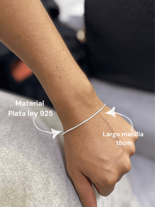 Pulsera tejido lazo en plata para hombre 18.5 Cm de largo - Extravaganza accesorios
