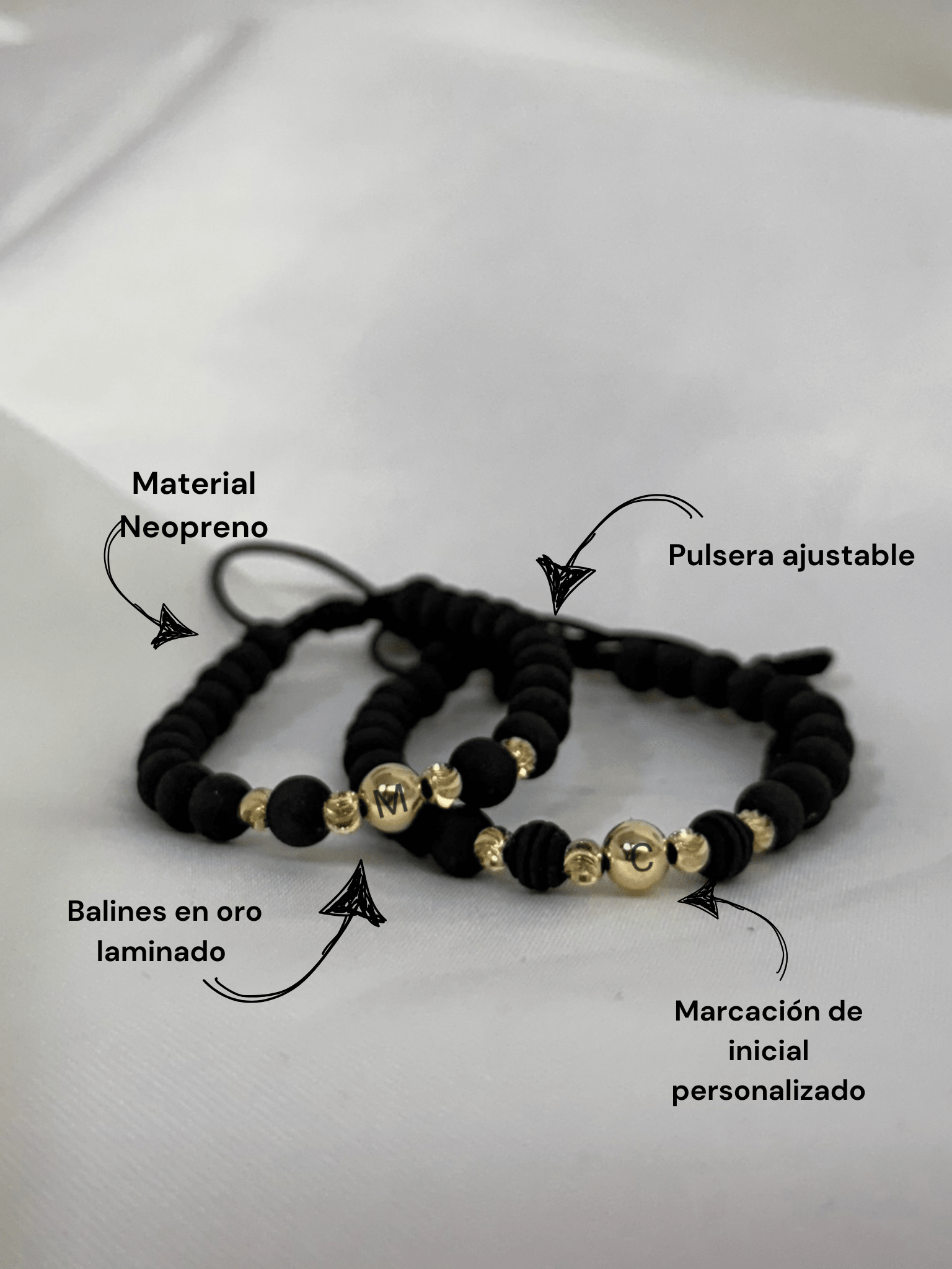 Pulseras pareja en oro laminado - Extravaganza accesorios