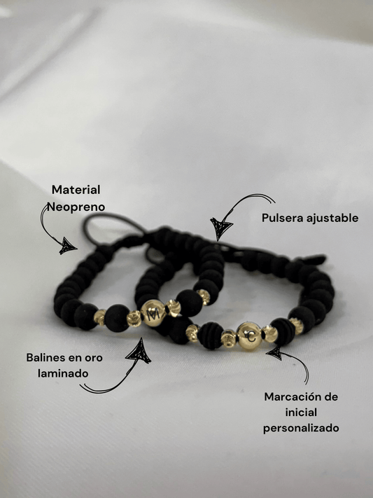Pulseras pareja en oro laminado - Extravaganza accesorios