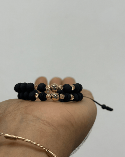 Pulseras pareja en oro laminado - Extravaganza accesorios