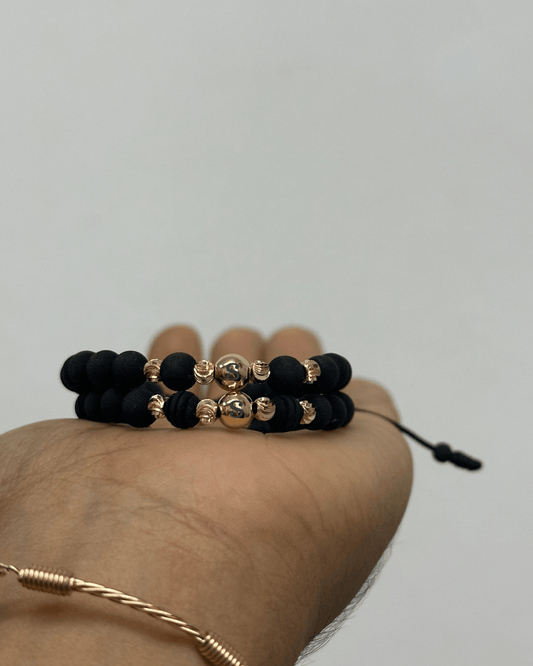 Pulseras pareja en oro laminado - Extravaganza accesorios