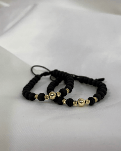 Pulseras pareja en oro laminado - Extravaganza accesorios
