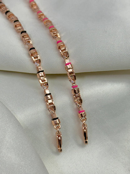 Pulseras tejido ADN en oro laminado color rosado (el par de pulseras ) - Extravaganza accesorios
