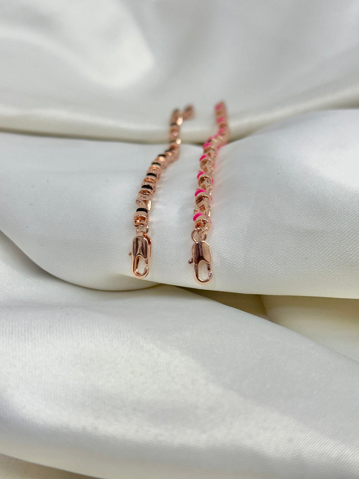 Pulseras tejido ADN en oro laminado color rosado (el par de pulseras ) - Extravaganza accesorios