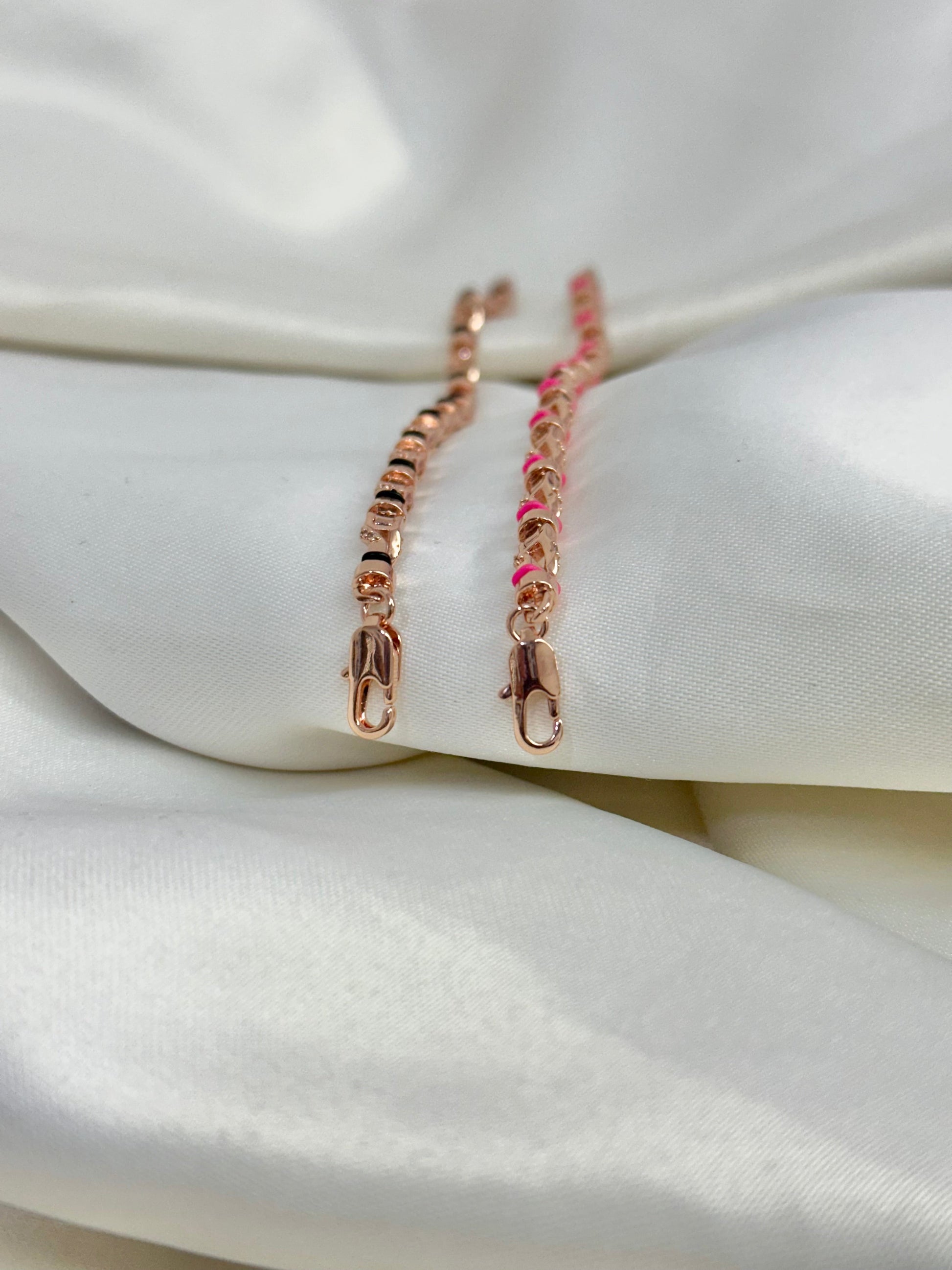 Pulseras tejido ADN en oro laminado color rosado (el par de pulseras ) - Extravaganza accesorios