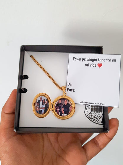 Relicario redondo en cadena - Extravaganza accesorios