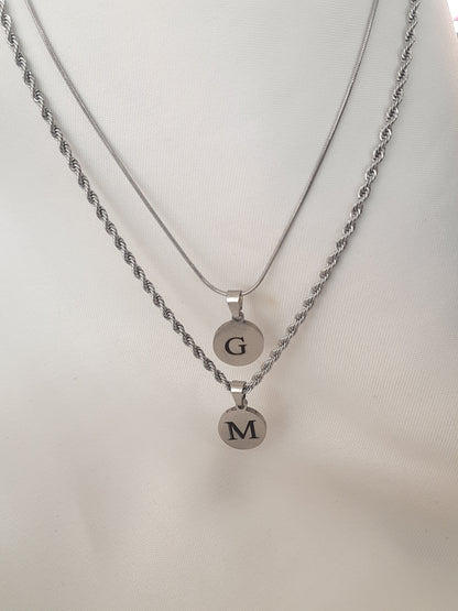 Cadenas personalizada con dije redondo 1 cm  (plateado)