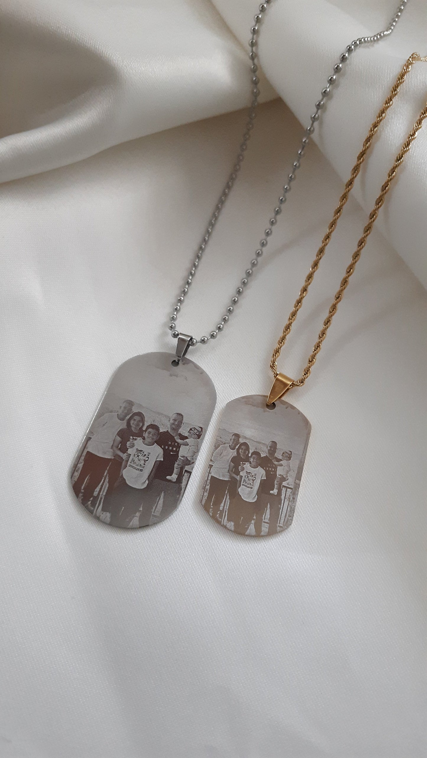 Cadena y placa militar personalizada con fotograbado - Extravaganza accesorios