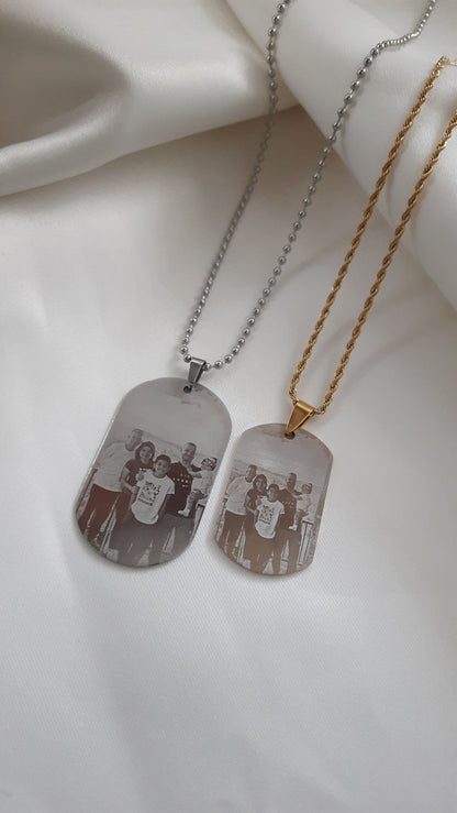 Cadena y placa militar personalizada con fotograbado - Extravaganza accesorios
